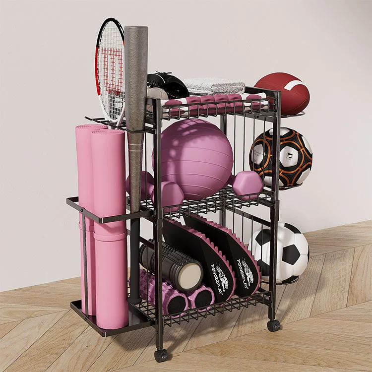 फ्लोअर स्टँडिंग मेटल योगा मॅट स्टोरेज रॅक